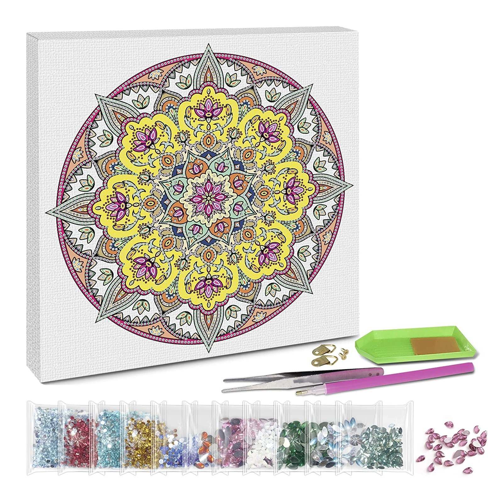 Diamantové malování - mandala s květinami